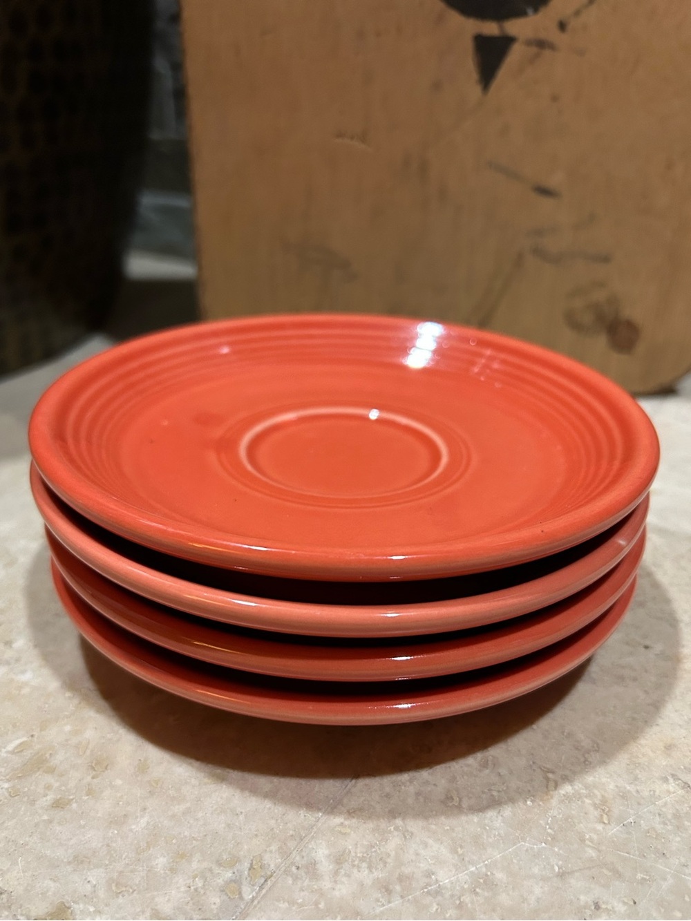 Set of 4 FIESTA DINNERWARE Persimmon Saucers by Homer Laughlin
